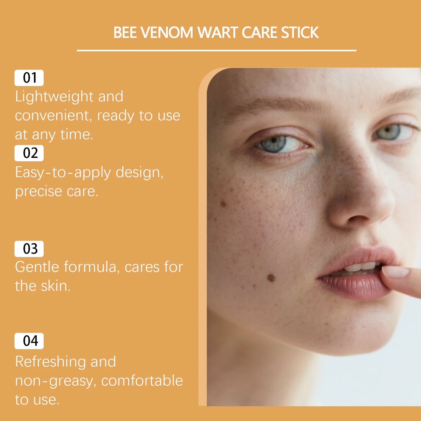 Bee venom care stick, helps reduce pimples, exfoliating cream, delicate skin-friendly, nourishing, moisturizing, gentle daily cleansing,