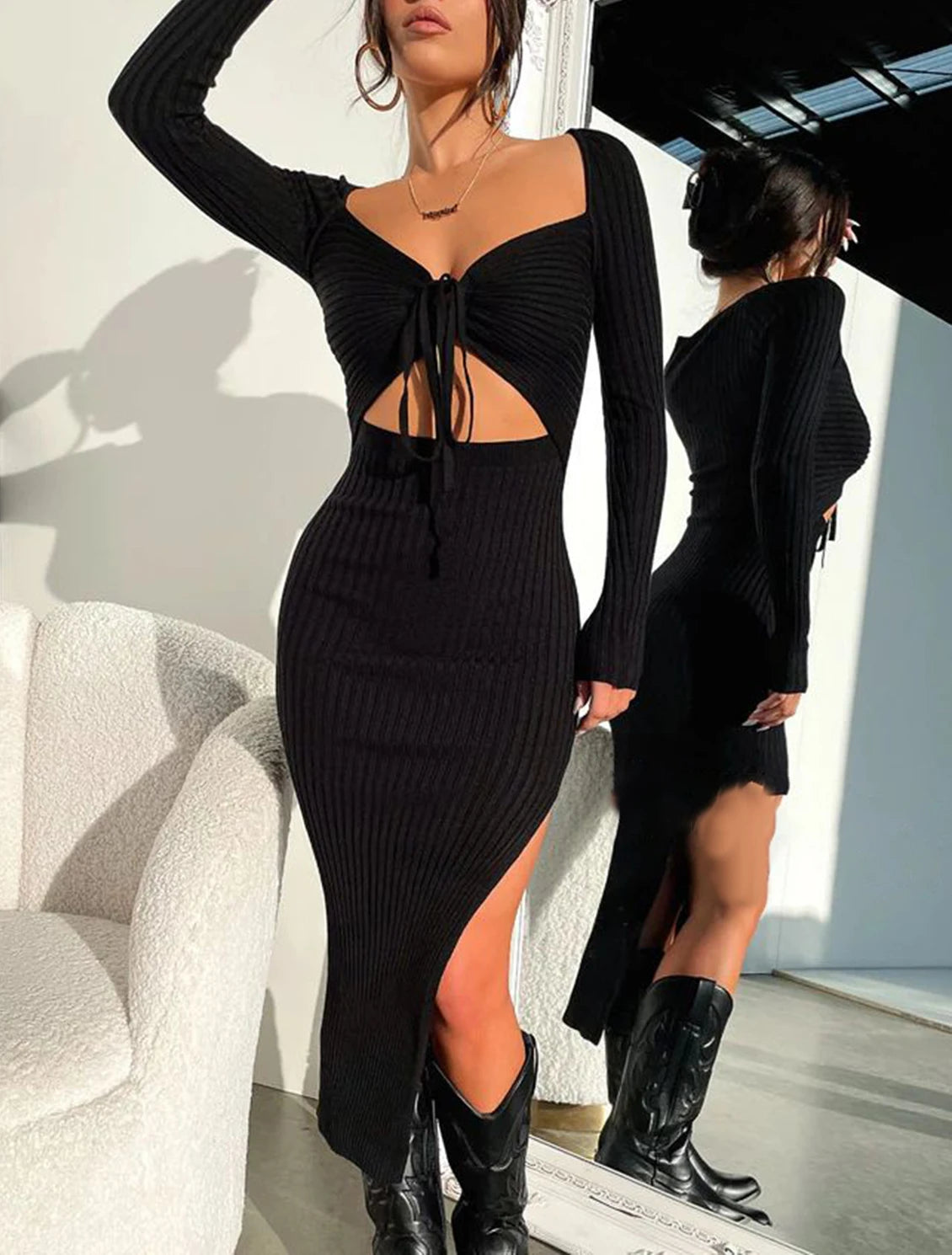 Women's Fashion Dress 👗 Tight Fitting Long Sleeved Elegant Party/Nightclub Clothing